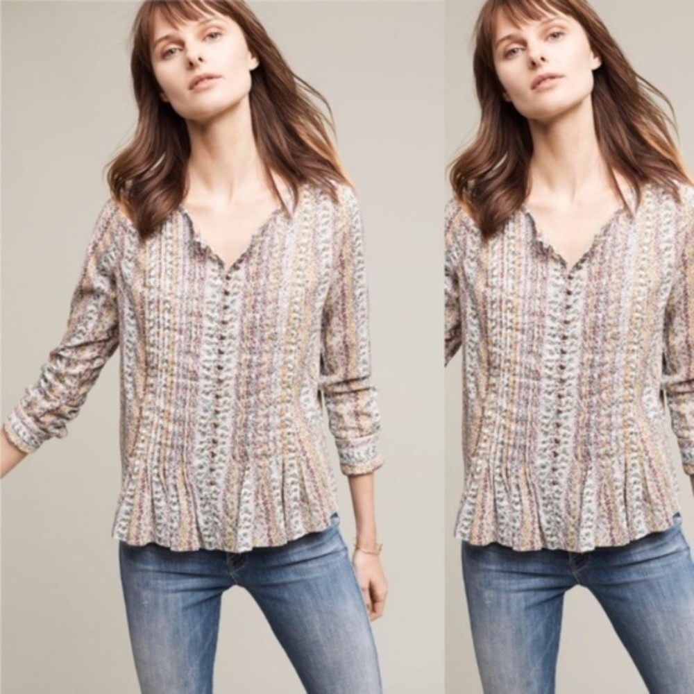 Anthropologie Maeve Gelise Floral Peasant Blouse